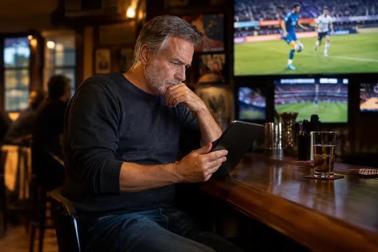 Person studying parlay and prop bet options beside a notebook