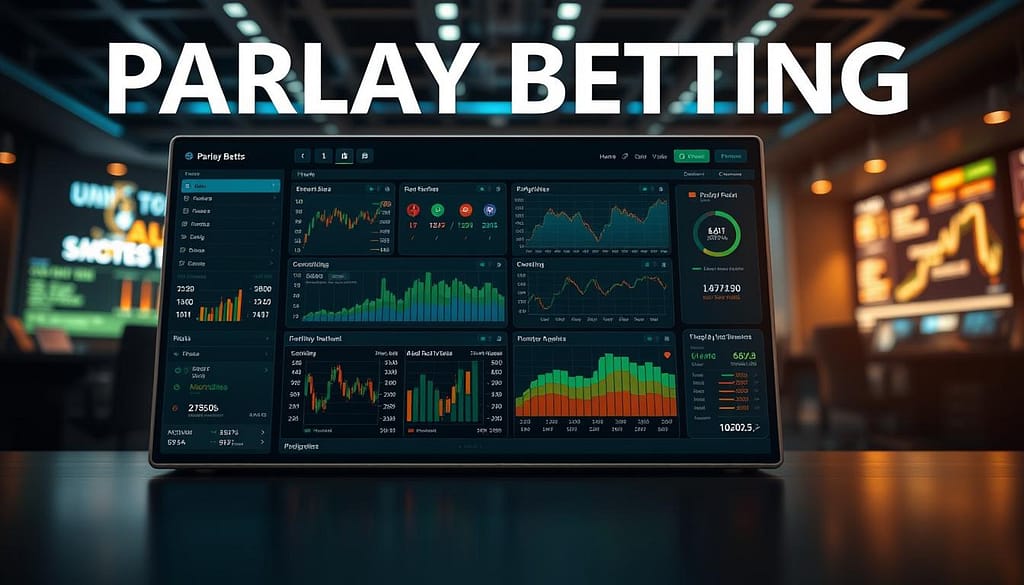 A strategically arranged visual display of parlay betting, showcasing a detailed dashboard featuring dynamic data visualizations. The foreground depicts a sleek, data-rich interface with interactive graphs, charts, and probability calculations. The middle ground highlights intuitive navigation tools, allowing the user to explore different betting scenarios. The background subtly renders a sophisticated trading floor atmosphere, complete with subtle lighting and a sense of analytical focus. The overall aesthetic conveys a balance of analytical precision and visually captivating design, empowering the user to make informed, strategic parlay betting decisions. A strategically arranged visual display of parlay betting, showcasing a detailed dashboard featuring dynamic data visualizations. The foreground depicts a sleek, data-rich interface with interactive graphs, charts, and probability calculations. The middle ground highlights intuitive navigation tools, allowing the user to explore different betting scenarios. The background subtly renders a sophisticated trading floor atmosphere, complete with subtle lighting and a sense of analytical focus. The overall aesthetic conveys a balance of analytical precision and visually captivating design, empowering the user to make informed, strategic parlay betting decisions.