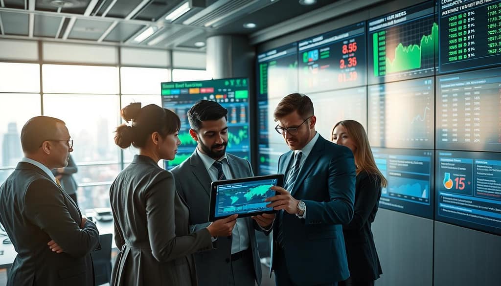 A modern, sleek office space filled with high-tech data visualization screens displaying graphs and analytics related to sports betting. In the foreground, a diverse group of professionals in business attire, engaged in deep discussion over a digital tablet showcasing betting data insights. The middle ground features large screens capturing live betting odds, algorithmic data models, and statistics about recent games. The background reveals a panoramic window with a city skyline, softly illuminated by natural light streaming in. The atmosphere is focused and analytical, with a sense of determination and strategy. Soft lighting enhances the scene, while a slightly blurred focus gives a dynamic feeling to the bustling environment, emphasizing the importance of data-driven decision-making. A modern, sleek office space filled with high-tech data visualization screens displaying graphs and analytics related to sports betting. In the foreground, a diverse group of professionals in business attire, engaged in deep discussion over a digital tablet showcasing betting data insights. The middle ground features large screens capturing live betting odds, algorithmic data models, and statistics about recent games. The background reveals a panoramic window with a city skyline, softly illuminated by natural light streaming in. The atmosphere is focused and analytical, with a sense of determination and strategy. Soft lighting enhances the scene, while a slightly blurred focus gives a dynamic feeling to the bustling environment, emphasizing the importance of data-driven decision-making.