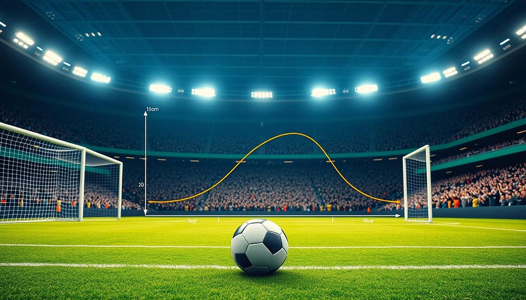 A vibrant visualization of a Poisson distribution model applied to soccer goals, featuring a rich and dynamic soccer field in the foreground, complete with goalposts, a ball, and green turf. In the middle ground, graph lines illustrate the Poisson distribution curve with data points depicting home and away goal probabilities. The background showcases a stadium full of cheering fans under bright floodlights, creating an atmosphere of excitement and anticipation. The lighting is dynamic, shining from above to enhance the scene, while a slight depth of field blurs the distant crowd to focus on the model. The image conveys analytical rigor and enthusiasm for soccer analytics, inviting viewers into the world of sports prediction modeling. A vibrant visualization of a Poisson distribution model applied to soccer goals, featuring a rich and dynamic soccer field in the foreground, complete with goalposts, a ball, and green turf. In the middle ground, graph lines illustrate the Poisson distribution curve with data points depicting home and away goal probabilities. The background showcases a stadium full of cheering fans under bright floodlights, creating an atmosphere of excitement and anticipation. The lighting is dynamic, shining from above to enhance the scene, while a slight depth of field blurs the distant crowd to focus on the model. The image conveys analytical rigor and enthusiasm for soccer analytics, inviting viewers into the world of sports prediction modeling.