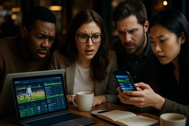 Prediction Market Discipline shown through a bettor reviewing event contracts on a laptop