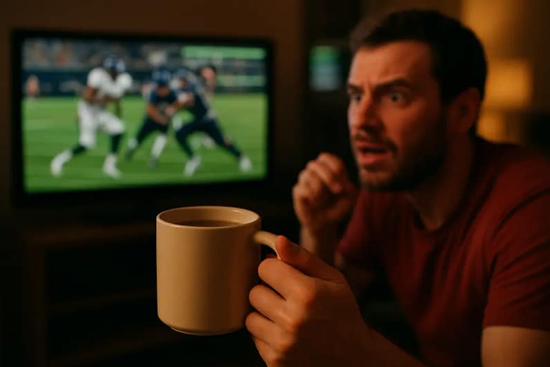 NFL Live Betting analyst reviewing football odds on multiple screens