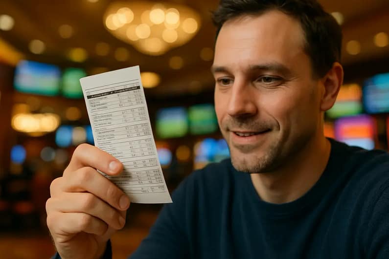 Analyst reviewing offshore sportsbooks data on a laptop with market charts nearby