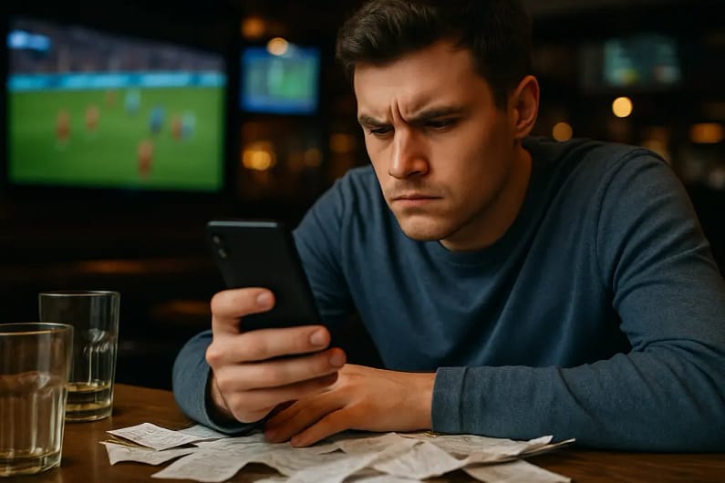 Bet Builder Psychology shown through a bettor reviewing live markets on a phone