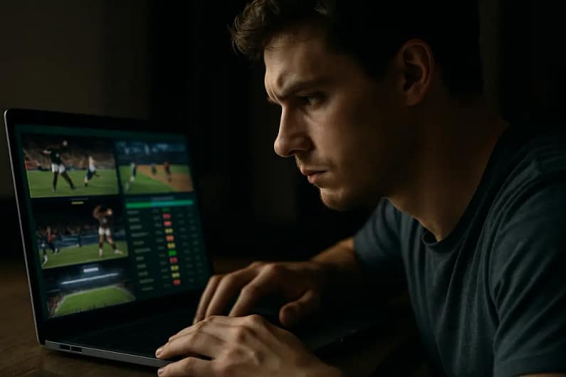 Analyst comparing offshore betting options and regulated sportsbook data on a laptop