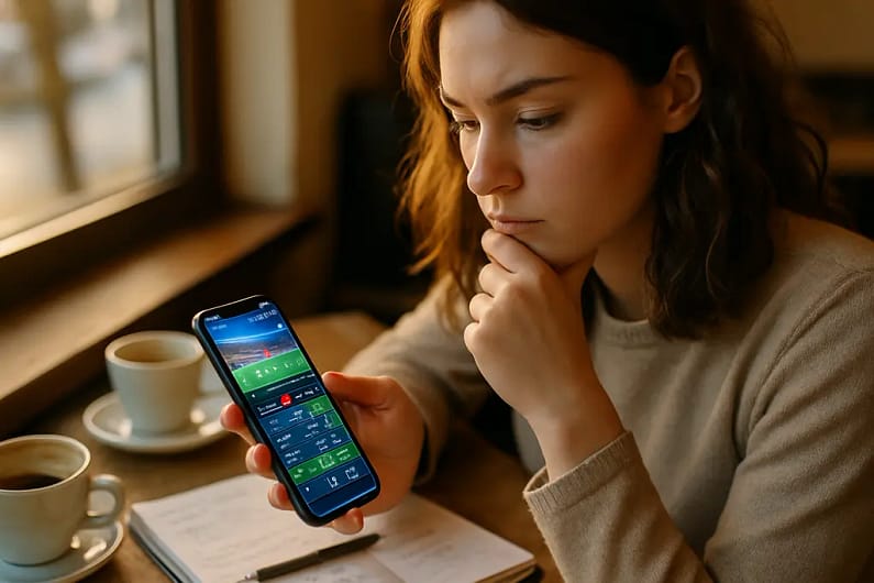 Analyst reviewing online betting accessibility rules with charts and compliance notes