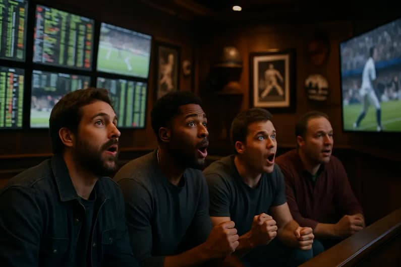 sportsbook features shown through betting apps and state rule notes on a desk
